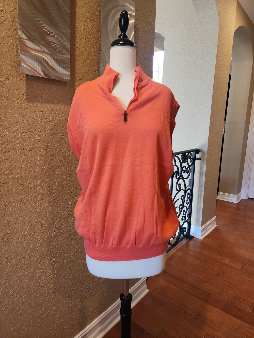Hogan Coral Sleeveless Quarter-Zip Sweatshirt